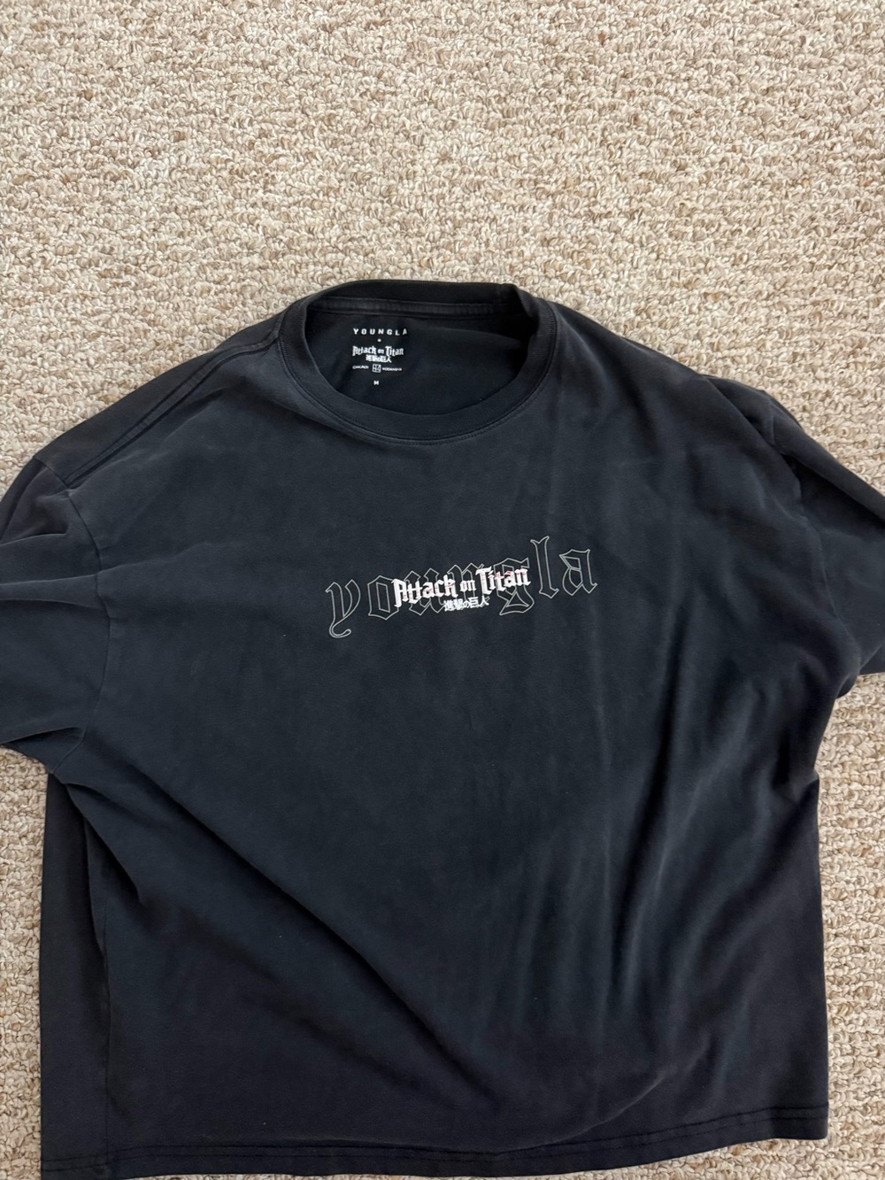 YoungLA Black 'Attack on Titan' Graphic Crewneck Tee